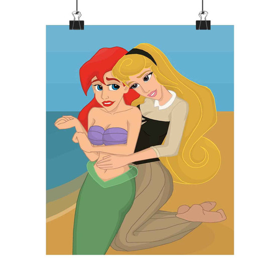 Princess Ariel and Aurora Disney Custom Silky Poster Satin Art Print Wall Home Decor