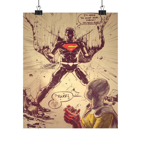 Superman vs Saitama Sensei One Punch Man Custom Silky Poster Satin Art Print Wall Home Decor