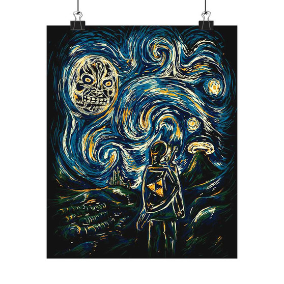The Legend of Zelda Starry Night Custom Silky Poster Satin Art Print Wall Home Decor