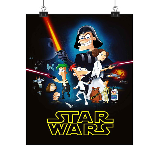 This Phineas and Ferb Star Wars Custom Silky Poster Satin Art Print Wall Home Decor