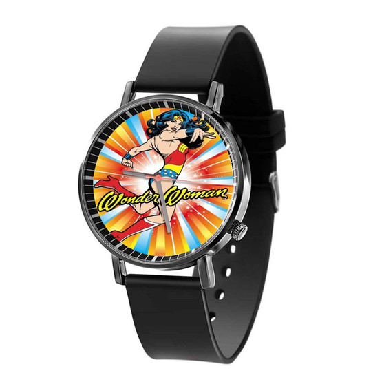 Wonder Woman Coloful Custom Quartz Watch Black Plastic With Gift Box