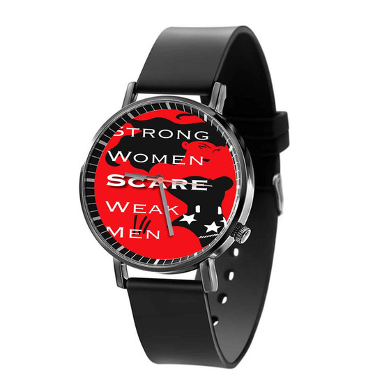 Wonder Woman Strong Quotes Custom Quartz Watch Black Plastic With Gift Box
