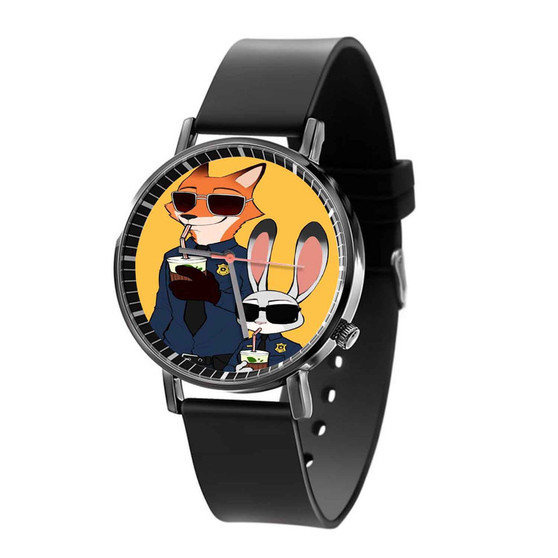 Zootopia Nick and Judy Police Custom Quartz Watch Black Plastic With Gift Box