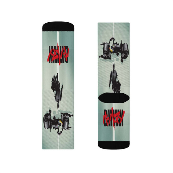 Batman With Motorcycle Custom Socks Sublimation White Polyester Unisex Regular Fit