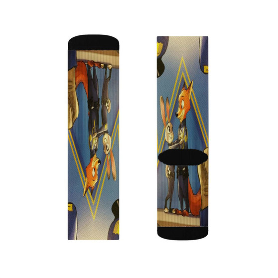 Disney Zootopia Police Custom Socks Sublimation White Polyester Unisex Regular Fit