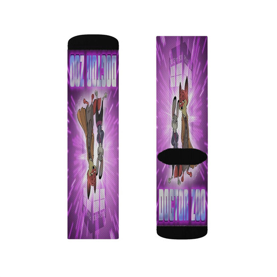 Doctor Who Zootopia Disney Custom Socks Sublimation White Polyester Unisex Regular Fit