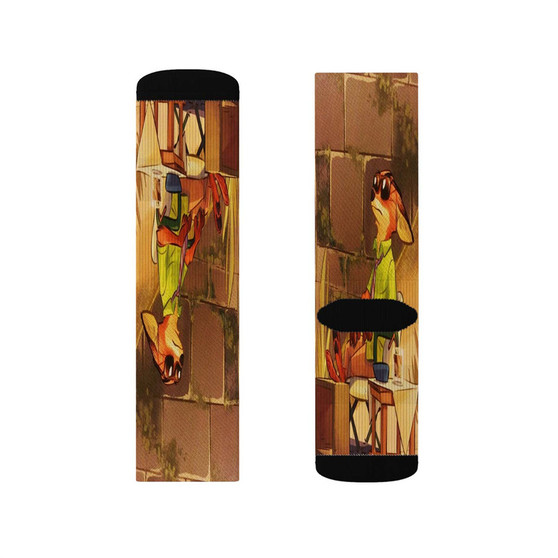 Enjoy Nick WIlde Zootopia Custom Socks Sublimation White Polyester Unisex Regular Fit