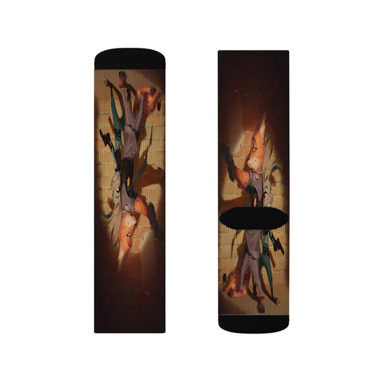 Nick Wilde and Judy Hopps Zootopia Custom Socks Sublimation White Polyester Unisex Regular Fit