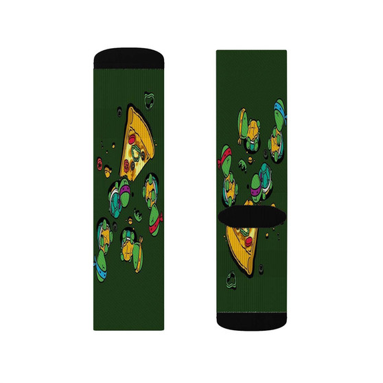 Teenage Mutant Ninja Turtles Pizza Time Custom Socks Sublimation White Polyester Unisex Regular Fit