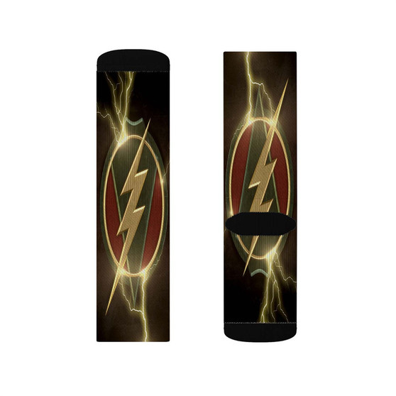 The Flash and Arrow Logo Custom Socks Sublimation White Polyester Unisex Regular Fit