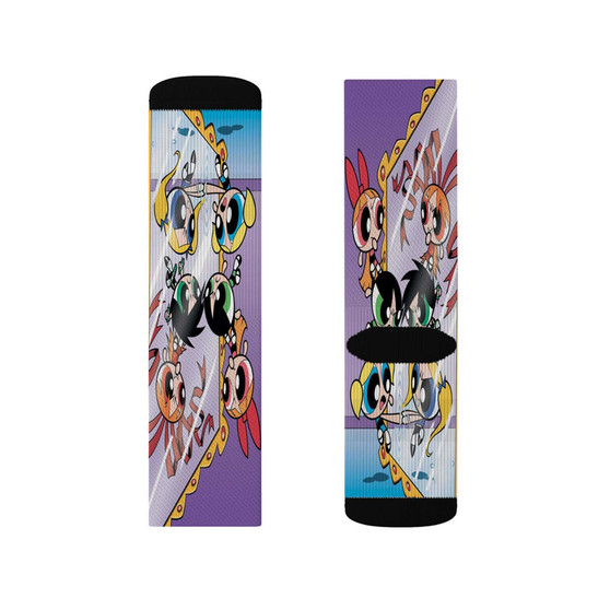 The Powerpuff Girls Evil Mirror Custom Socks Sublimation White Polyester Unisex Regular Fit