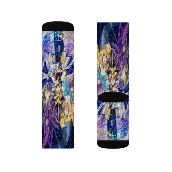 Yu Gi Oh Duel Monster Dark Magician Custom Socks Sublimation White Polyester Unisex Regular Fit