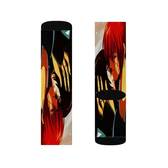 Yukishiro Tomoe and Himura Kenshin Samurai X Custom Socks Sublimation White Polyester Unisex Regular Fit