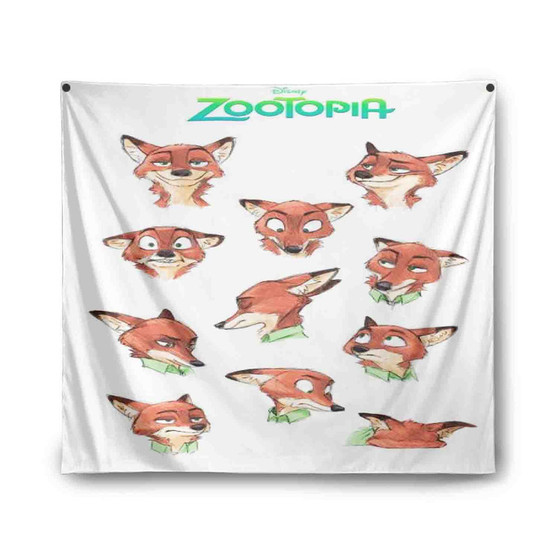 Nick Wilde Face Collage Zootopia Custom Tapestry Polyester Indoor Wall Home Decor