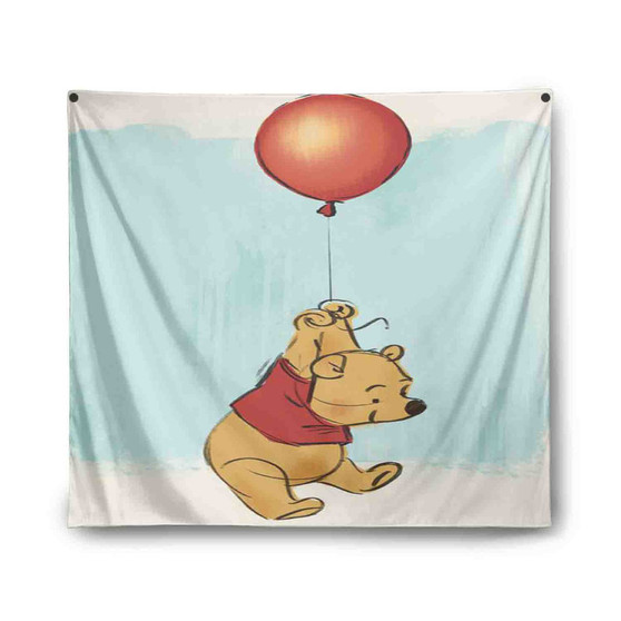 Winnie The Pooh With Ballon Disney Custom Tapestry Polyester Indoor Wall Home Decor