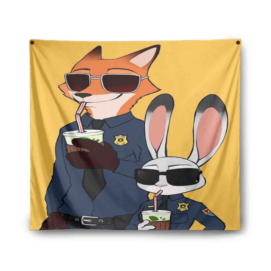 Zootopia Nick and Judy Police Custom Tapestry Polyester Indoor Wall Home Decor
