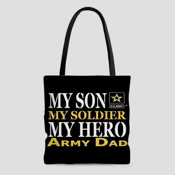 Military Dad My Son Custom Tote Bag AOP With Cotton Handle