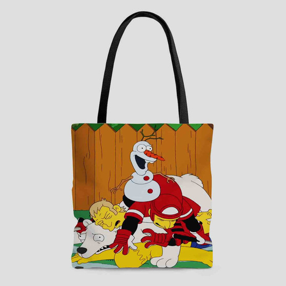 Olaf The Simpsons Custom Tote Bag AOP With Cotton Handle