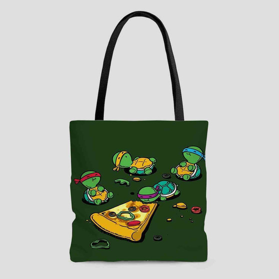 Teenage Mutant Ninja Turtles Pizza Time Custom Tote Bag AOP With Cotton Handle