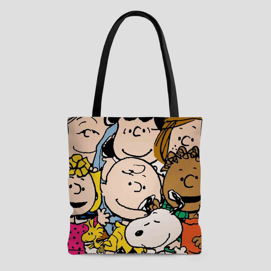 The Peanuts Gang Custom Tote Bag AOP With Cotton Handle