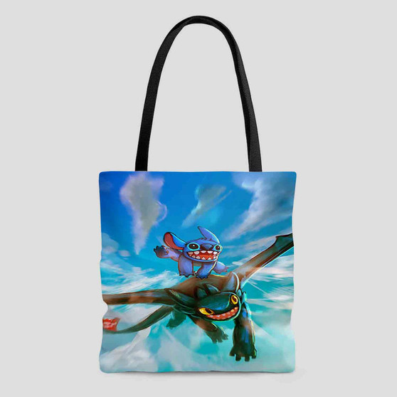 Toothless and Stitch Custom Tote Bag AOP With Cotton Handle