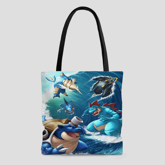 Water type Pok mon Custom Tote Bag AOP With Cotton Handle