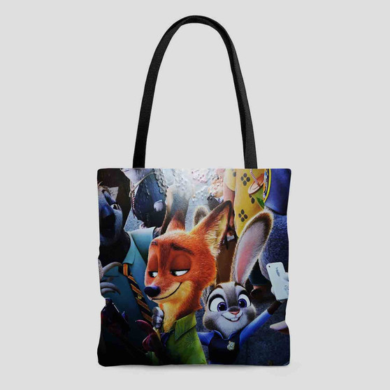 Zootopia With Phone Custom Tote Bag AOP With Cotton Handle