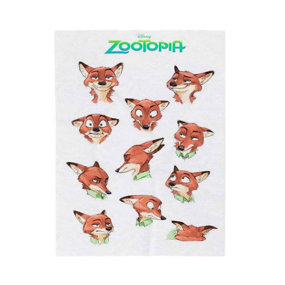 Nick Wilde Face Collage Zootopia Custom Velveteen Plush Polyester Blanket Bedroom Family