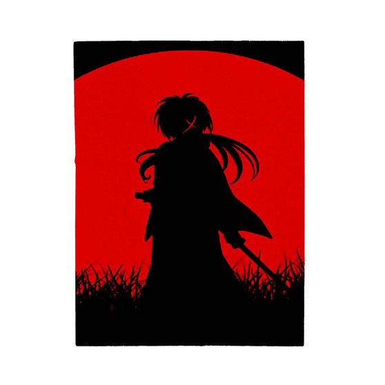 Red Moon Samurai X Rurouni Kenshin Custom Velveteen Plush Polyester Blanket Bedroom Family