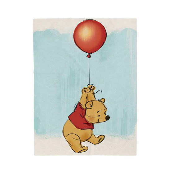 Winnie The Pooh With Ballon Disney Custom Velveteen Plush Polyester Blanket Bedroom Family