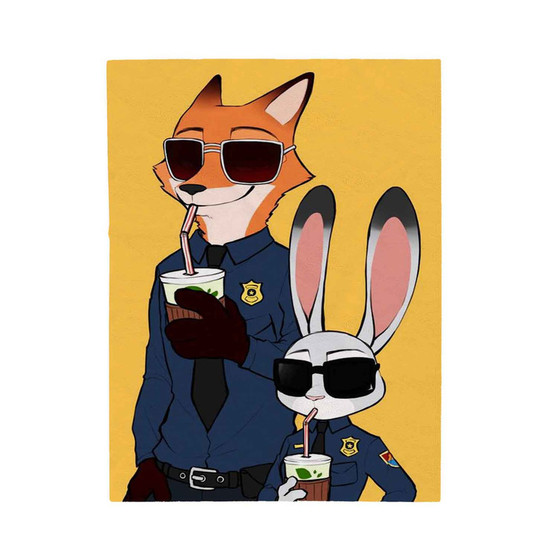 Zootopia Nick and Judy Police Custom Velveteen Plush Polyester Blanket Bedroom Family