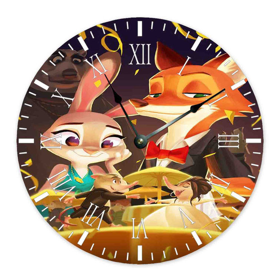 Disney Zootopia Dancing Custom Wall Clock Round Non-ticking Wooden