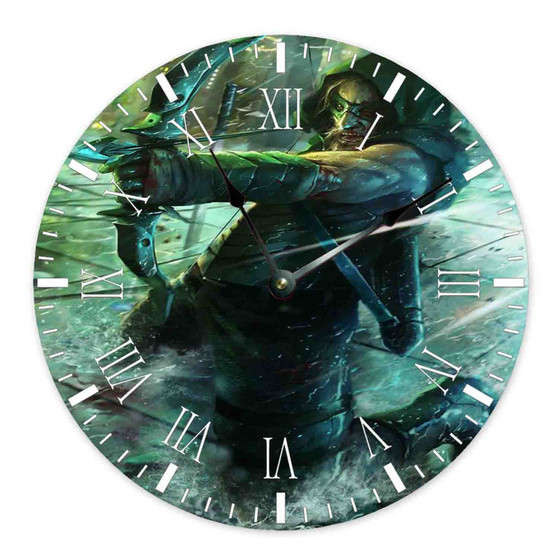 Green Arrow Product Custom Wall Clock Round Non-ticking Wooden