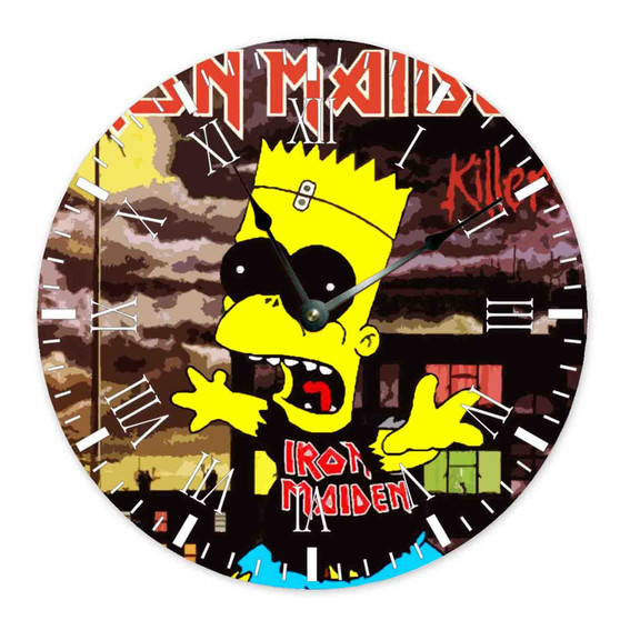 Iron Maiden The Simpsons Custom Wall Clock Round Non-ticking Wooden