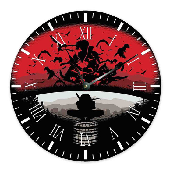 Itachi Uchiha Clan Naruto Shippuden Custom Wall Clock Round Non-ticking Wooden
