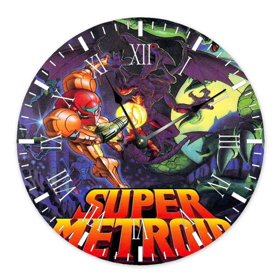 Super Metroid New Custom Wall Clock Round Non-ticking Wooden