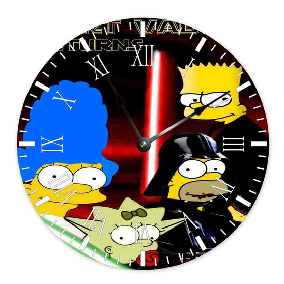 The Simpsons Bart Vader Star Wars Custom Wall Clock Round Non-ticking Wooden