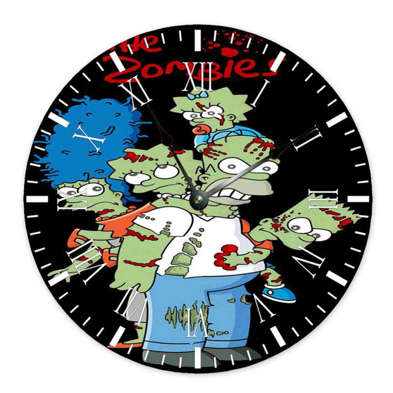 The Simpsons Zombies Custom Wall Clock Round Non-ticking Wooden