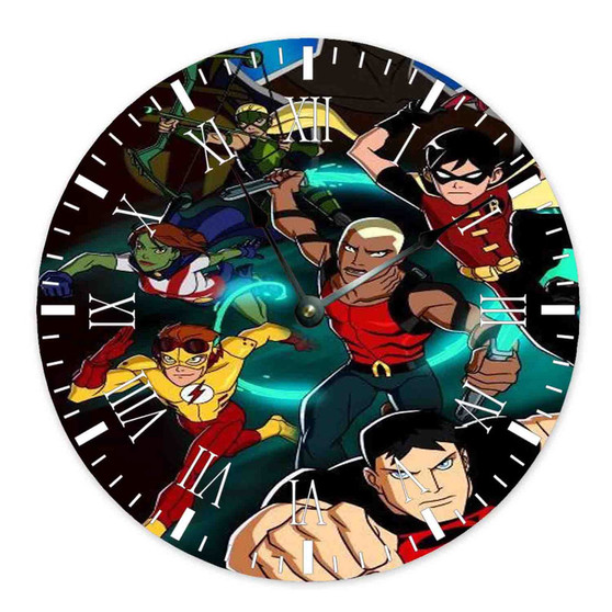 The Team Young Justice Custom Wall Clock Round Non-ticking Wooden