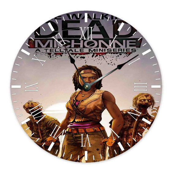 The Walking Dead Michonne Custom Wall Clock Round Non-ticking Wooden