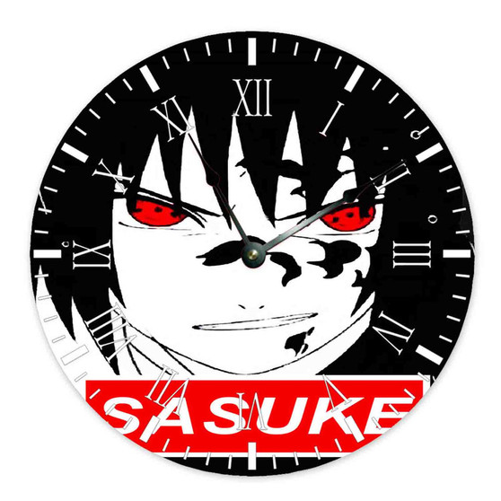 Uchiha Sasuke Face Naruto Shippuden Custom Wall Clock Round Non-ticking Wooden