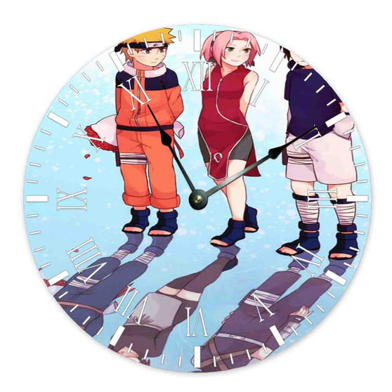 Uzumaki Naruto Sakura Haruno Kakashi Hatake Custom Wall Clock Round Non-ticking Wooden