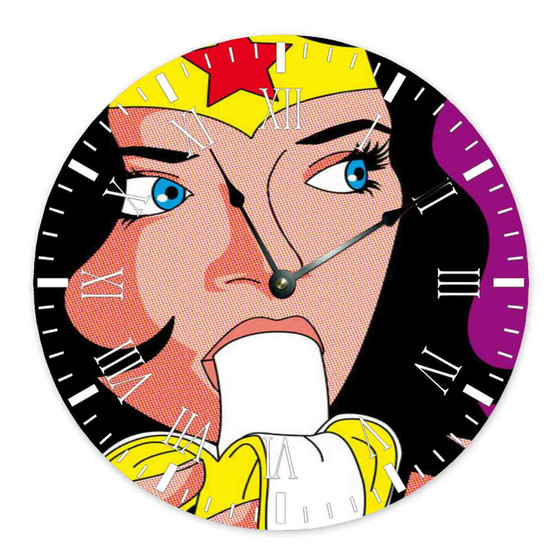 Wonder Woman and Banana Custom Wall Clock Round Non-ticking Wooden