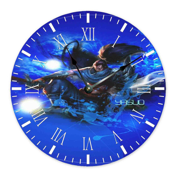 Yasuo League of Legends Custom Wall Clock Round Non-ticking Wooden
