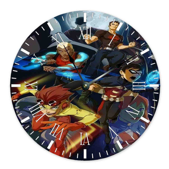 Young Justice Superhero Custom Wall Clock Round Non-ticking Wooden