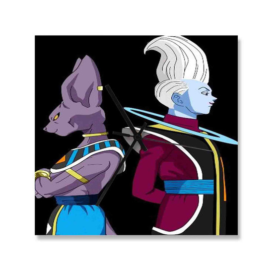 Beerus and Whis Dragon Ball Super Custom Wall Clock Square Wooden Silent Scaleless Black Pointers