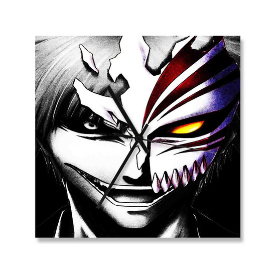 Bleach Face Art Custom Wall Clock Square Wooden Silent Scaleless Black Pointers