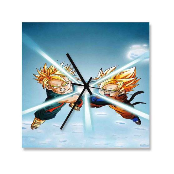 Goten and Trunks Dragon Ball Z Custom Wall Clock Square Wooden Silent Scaleless Black Pointers