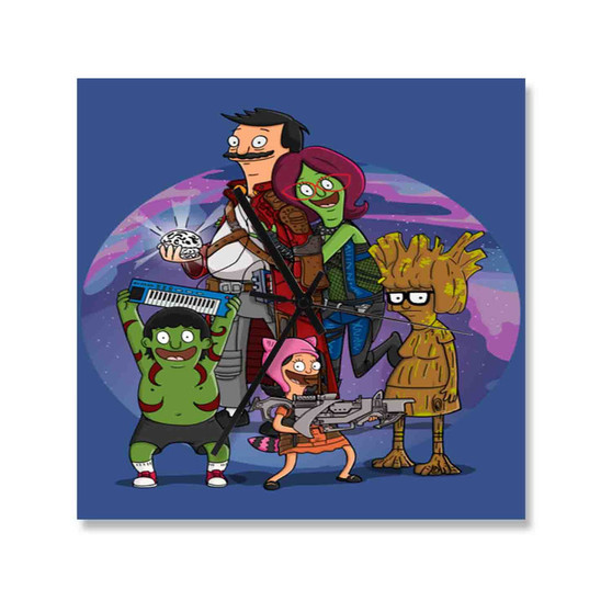 Guardians of the Galaxy Bob s Burgers Custom Wall Clock Square Wooden Silent Scaleless Black Pointers