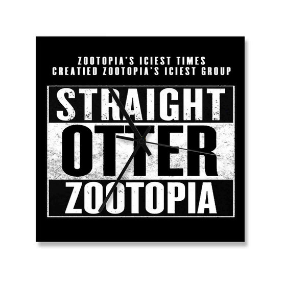 Straight Otter Zootopia Custom Wall Clock Square Wooden Silent Scaleless Black Pointers